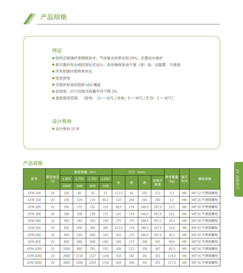 ag凯发蓄电池2V系列(图3)